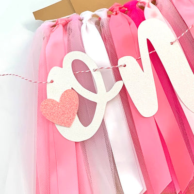 Valentine's Little Sweet Heart is ONE Hot Pink and White First Birthday Theme High Chair Tutu Skirt Banner PKS