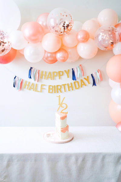 Happy Half Birthday Ribbon Banner, 6 Months Old, 1/2 Birthday Party Decorations, Photo Shoot Banner Prop