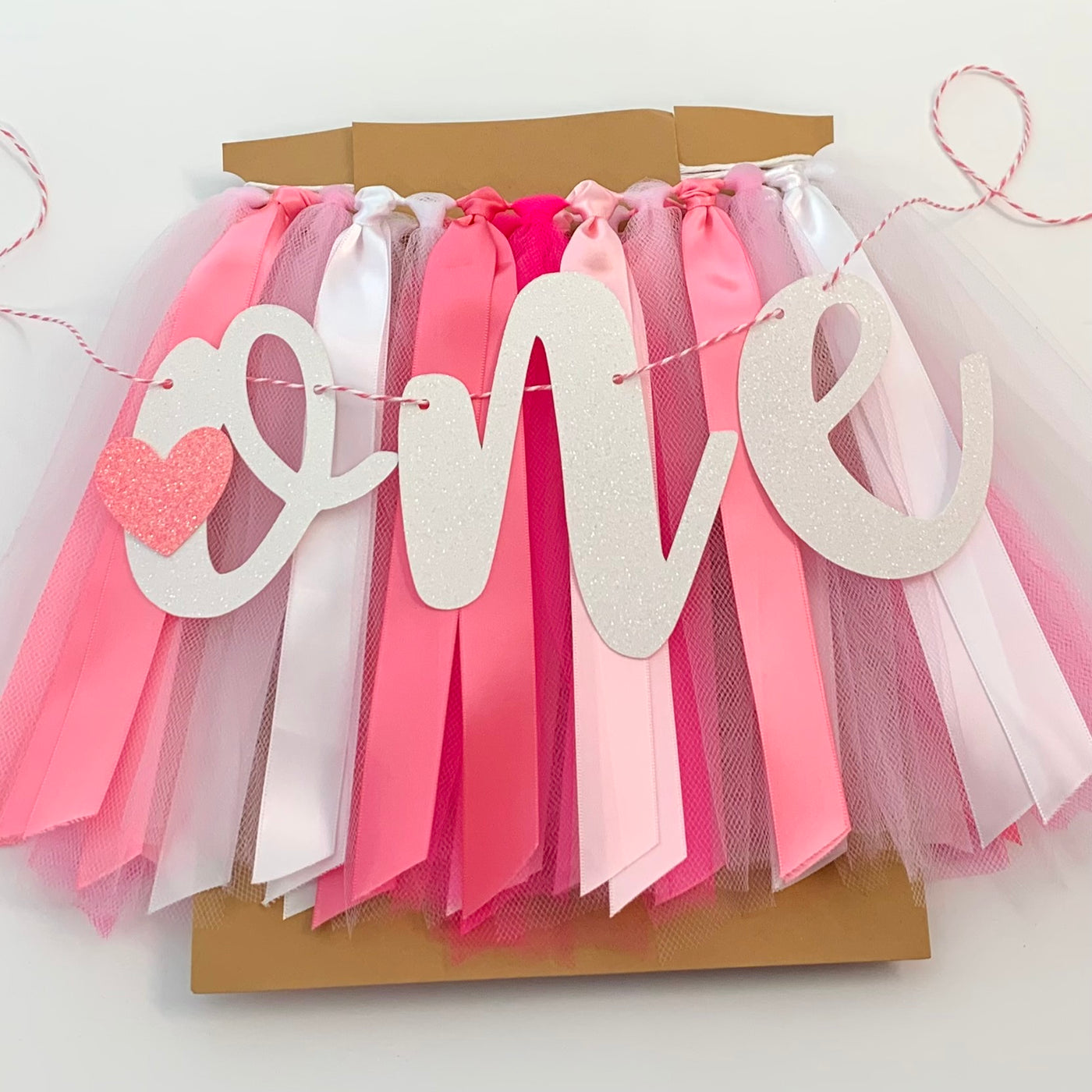 Valentine's Little Sweet Heart is ONE Hot Pink and White First Birthday Theme High Chair Tutu Skirt Banner PKS