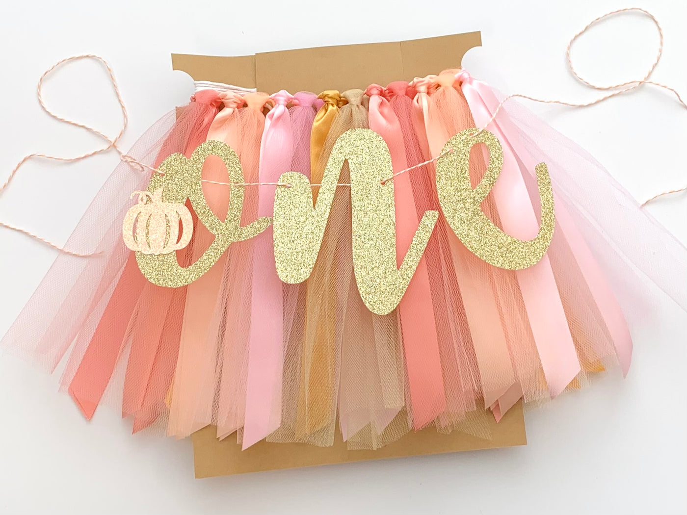 Our Little Pumpkin Is Turning One High Chair Tutu Skirt Banner, First Birthday Party Decorations GD