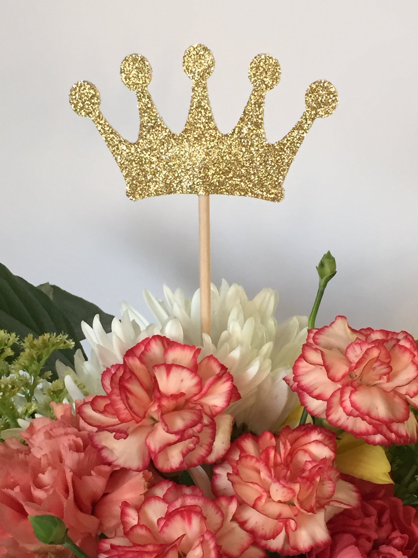 Crown Centerpiece Picks, Glitter Crowns on a Stick, Crown Centerpiece Sticks, Crown Wands, Glitter Crown Centerpiece Sticks (3 Count)