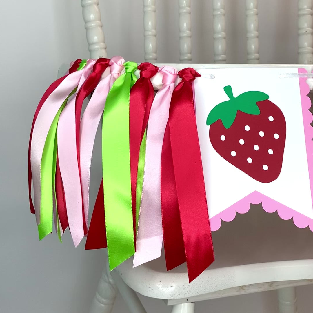 Berry First Strawberry Theme High Chair Tutu Skirt Banner HF