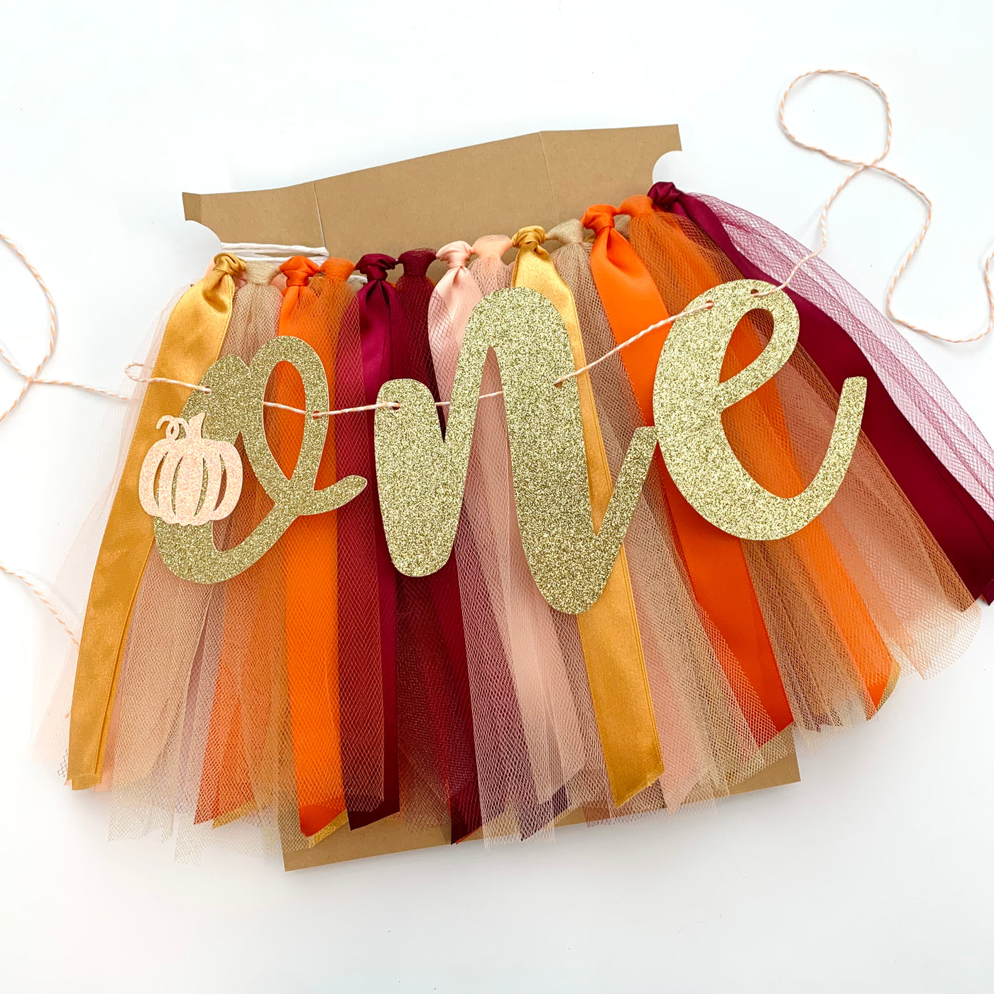 Our Little Pumpkin Is Turning One High Chair Tutu Skirt Banner, First Birthday Party Decorations BG