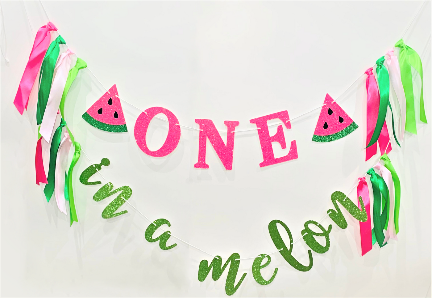 One In A Melon Watermelon First Birthday Party Banner