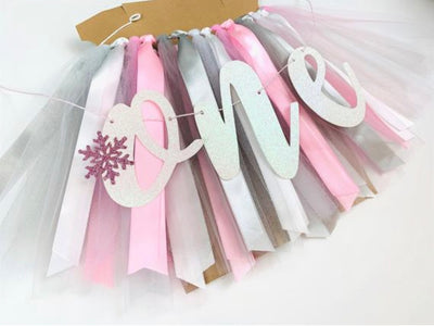 Winter Onederland Snowflake High Chair Tutu Skirt Banner