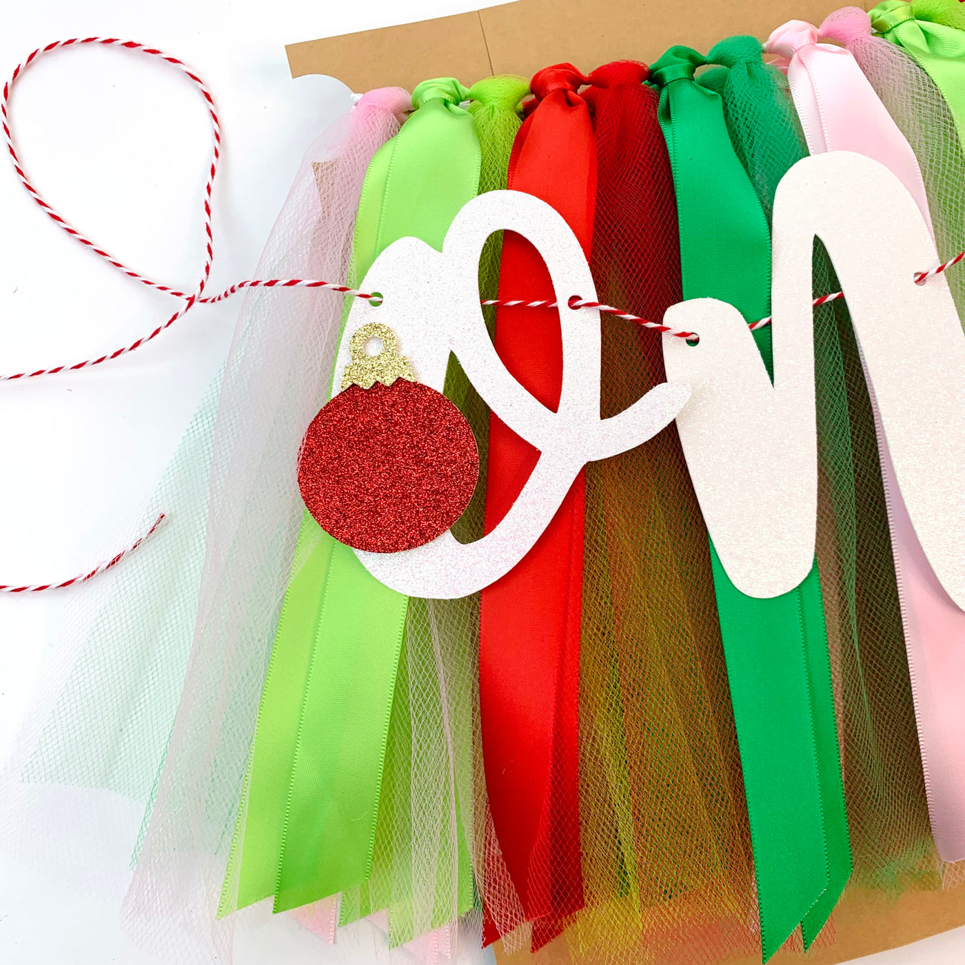 Mean One Red, Green and Pink First Birthday High Chair Tutu Skirt Banner