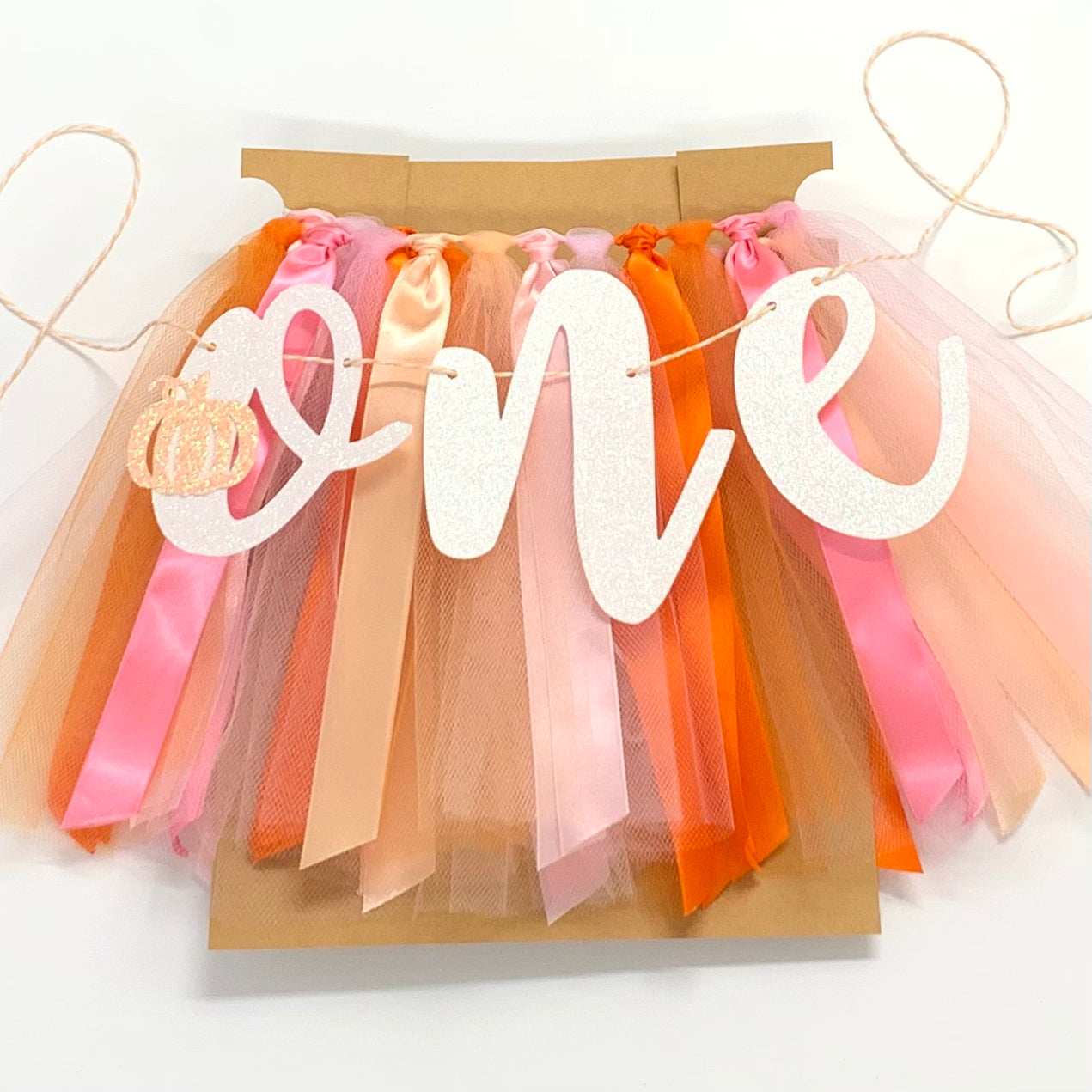 Our Little Pumpkin Is Turning One High Chair Tutu Skirt Banner, First Birthday Party Decorations OG