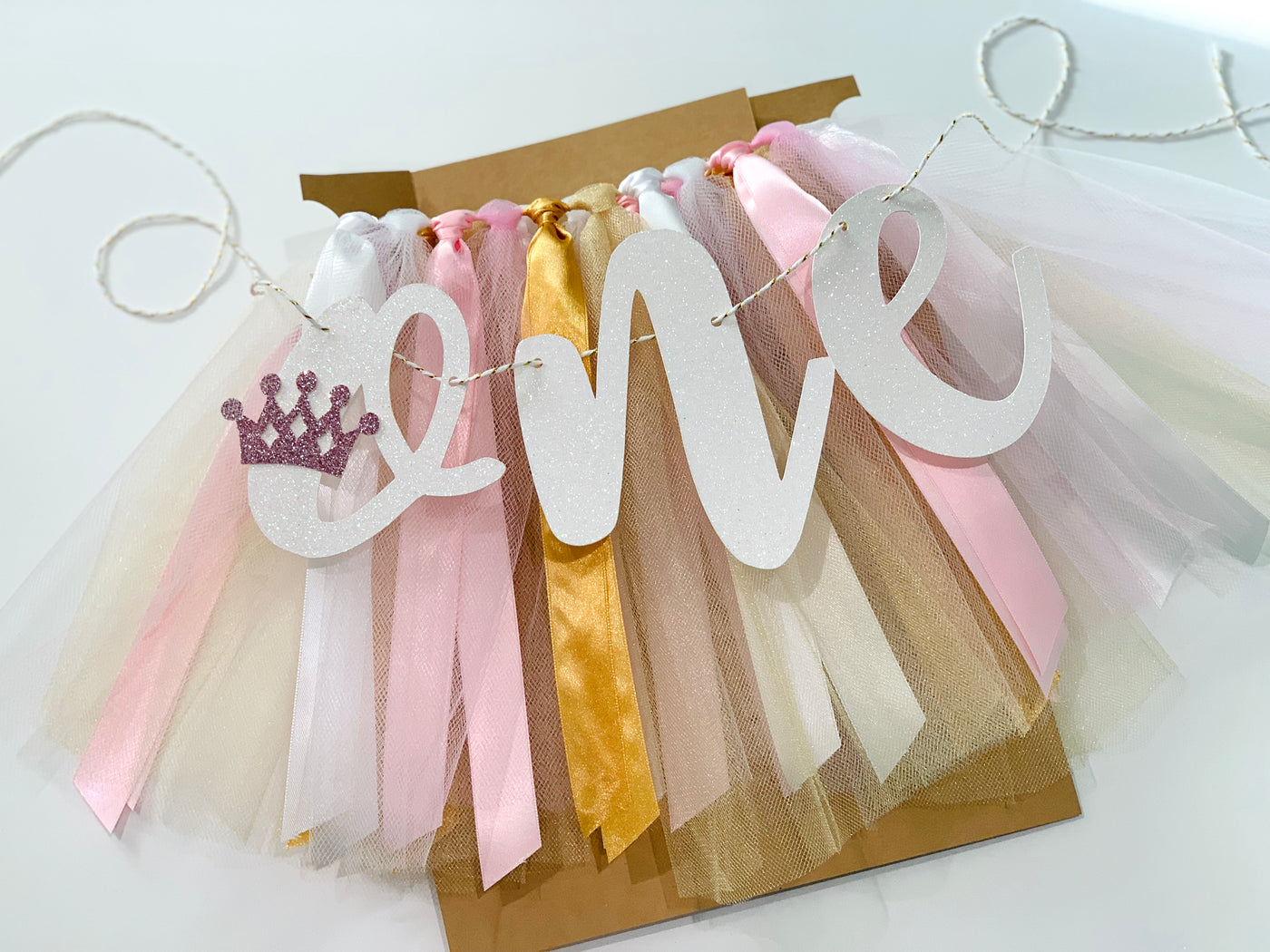 Princess Pink, Gold and White High Chair Banner