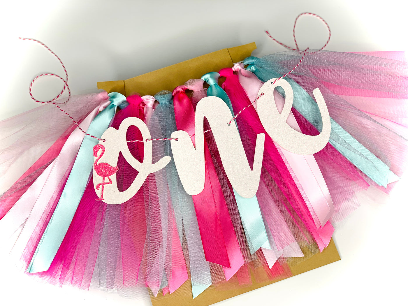 Let's Flamingle Flamingo High Chair Tutu Skirt Birthday Banner AQ