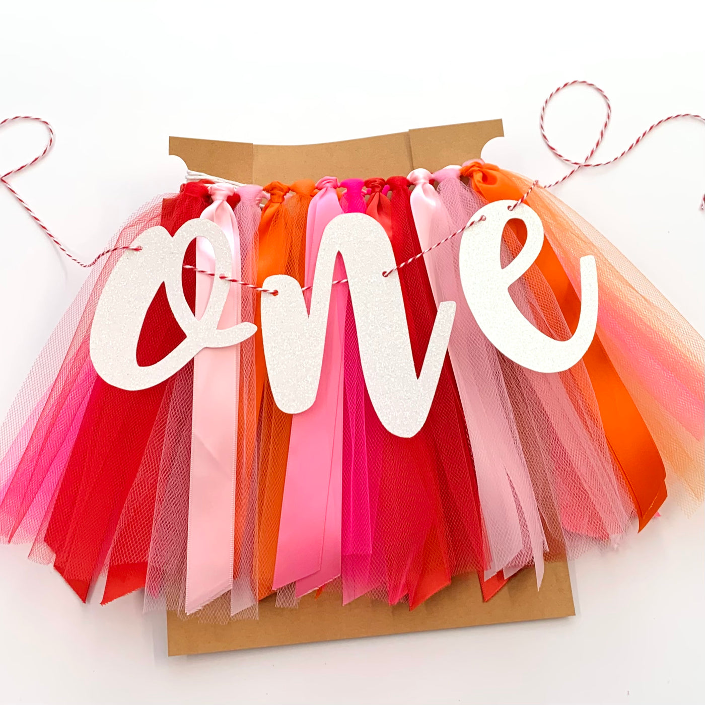 Red, Orange, Baby Pink and Hot Pink One High Chair Tutu Skirt Banner ELPK